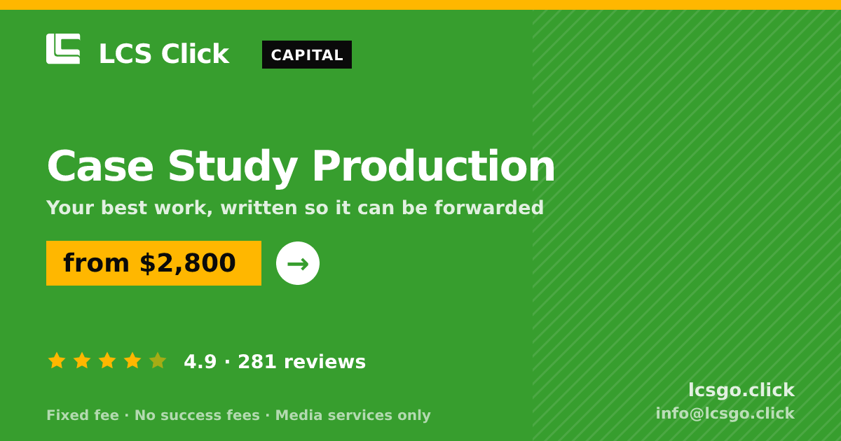 Case Study Production — from $2,800, rated 4.9/5 across 281 reviews. LCS Click.