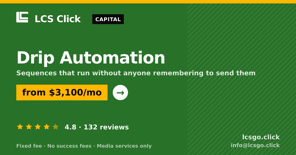 Drip Automation — from $3,100/mo, rated 4.8/5 across 132 reviews. LCS Click.
