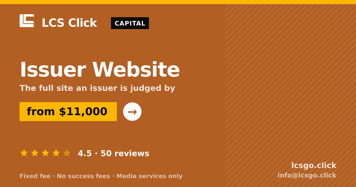 Issuer Website — from $11,000, rated 4.5/5 across 50 reviews. LCS Click.