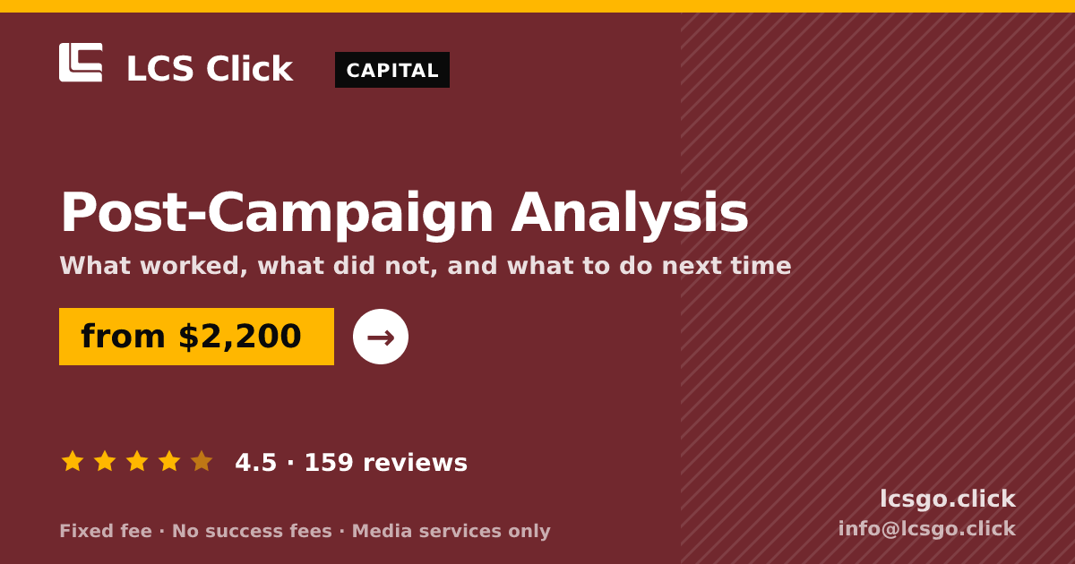 Post-Campaign Analysis — from $2,200, rated 4.5/5 across 159 reviews. LCS Click.